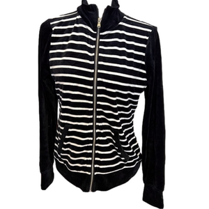 Ralph Lauren Velvet Stripe Zipper Cardigan Sweater M
